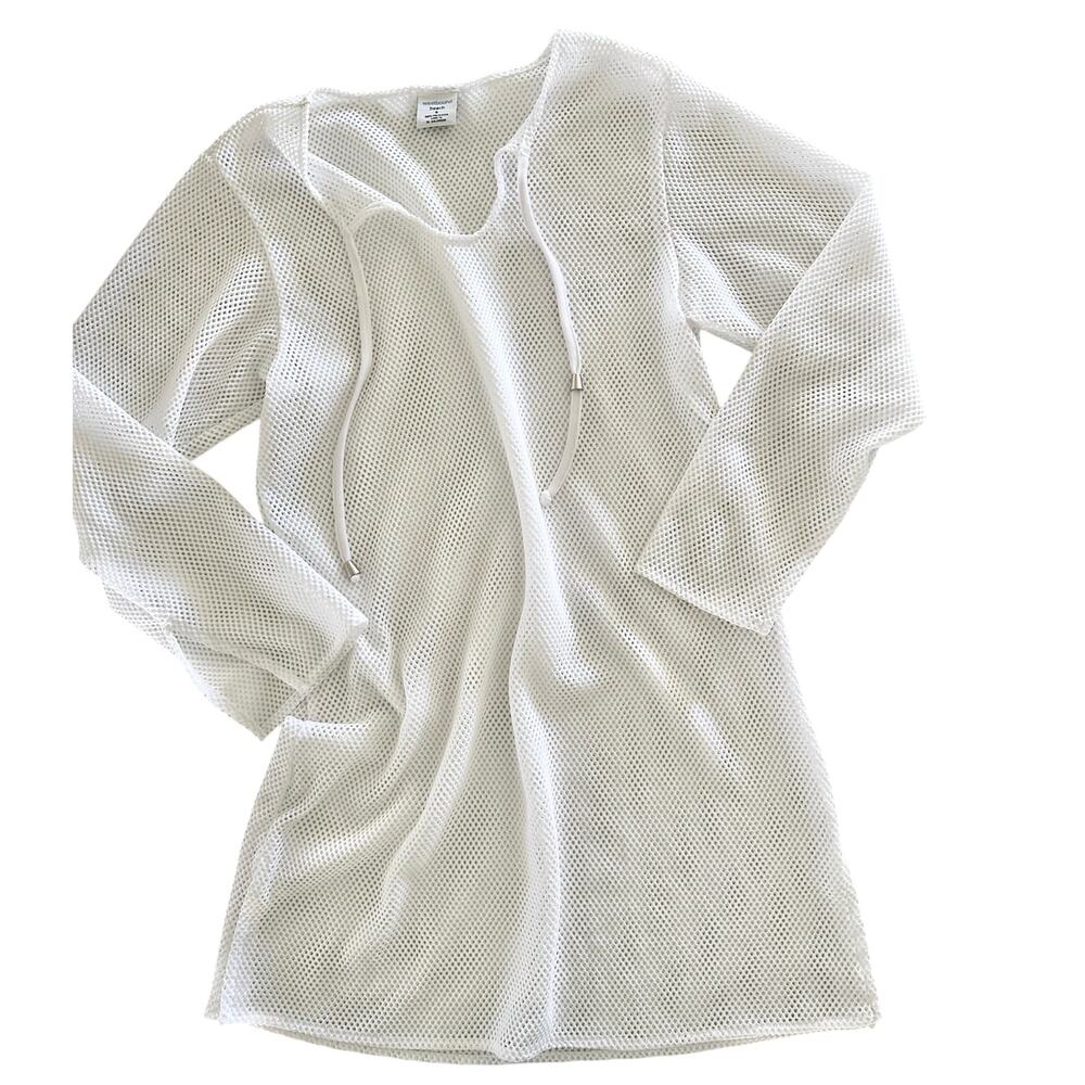 White Mesh Beach Cover Up S Westbound Beach oversized sheer comfort swim wear